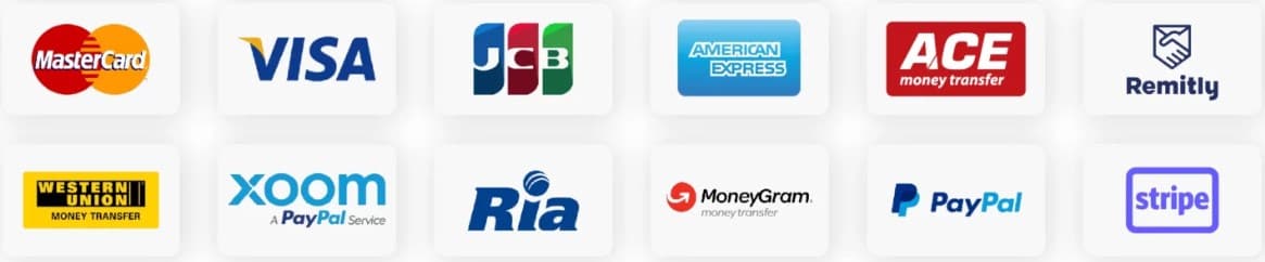 Payment methods we accept